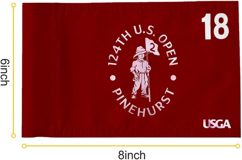 2BUT 2024 US Open Pinehurst Golf Pin Flag Practic Putting Green Golf Flag For Backyard Garden Double-Sewn 600D Nylon Miniature Pin Flag Regulation Tube Flag(Red 8"x6") - Image 2